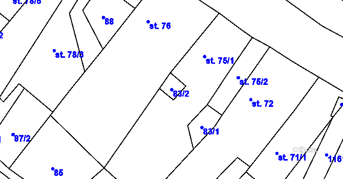 Parcela st. 83/2 v KÚ Chotiněves, Katastrální mapa
