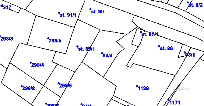 Parcela st. 94/4 v KÚ Chotiněves, Katastrální mapa