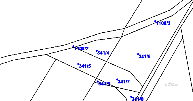 Parcela st. 341/4 v KÚ Chotiněves, Katastrální mapa