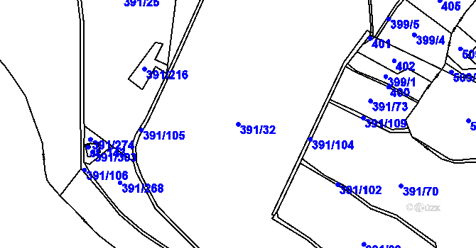 Parcela st. 391/32 v KÚ Chotiněves, Katastrální mapa