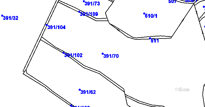 Parcela st. 391/70 v KÚ Chotiněves, Katastrální mapa