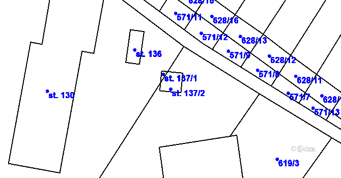 Parcela st. 137/2 v KÚ Chotiněves, Katastrální mapa