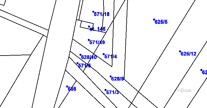 Parcela st. 571/4 v KÚ Chotiněves, Katastrální mapa