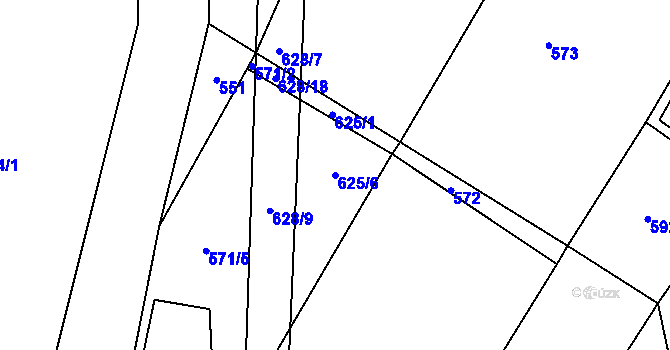 Parcela st. 625/6 v KÚ Chotiněves, Katastrální mapa