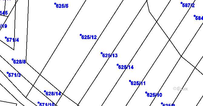 Parcela st. 625/13 v KÚ Chotiněves, Katastrální mapa