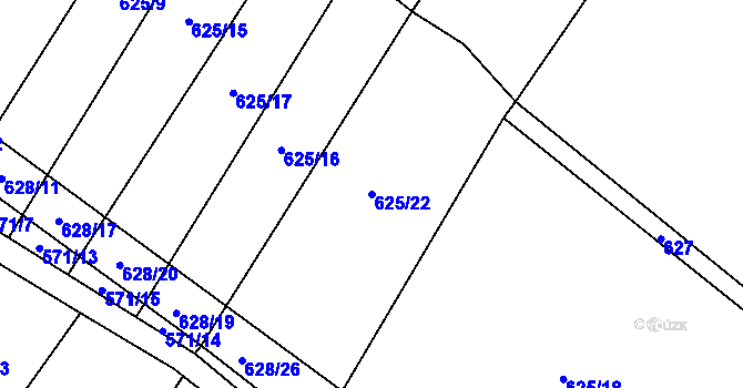 Parcela st. 625/22 v KÚ Chotiněves, Katastrální mapa