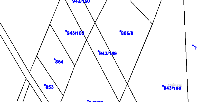 Parcela st. 943/149 v KÚ Chotiněves, Katastrální mapa