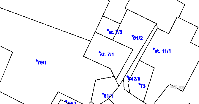 Parcela st. 7/1 v KÚ Jištěrpy, Katastrální mapa