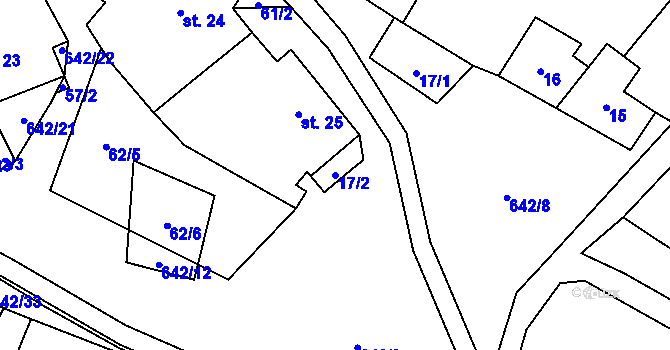 Parcela st. 17/2 v KÚ Jištěrpy, Katastrální mapa