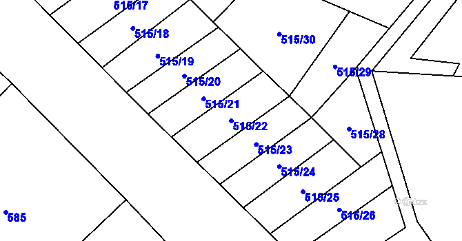 Parcela st. 515/22 v KÚ Jištěrpy, Katastrální mapa