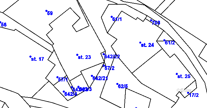 Parcela st. 642/22 v KÚ Jištěrpy, Katastrální mapa