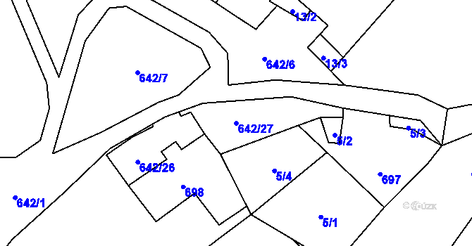 Parcela st. 642/27 v KÚ Jištěrpy, Katastrální mapa