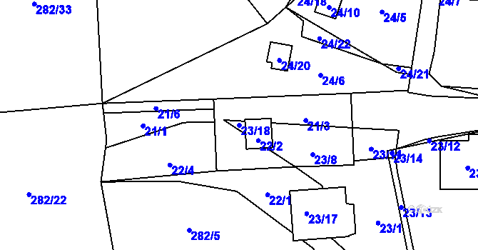 Parcela st. 23/18 v KÚ Chotovice u Nového Boru, Katastrální mapa