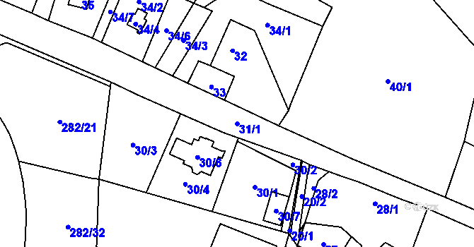 Parcela st. 31/1 v KÚ Chotovice u Nového Boru, Katastrální mapa