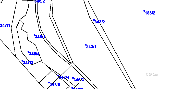 Parcela st. 343/1 v KÚ Chotovice u Nového Boru, Katastrální mapa