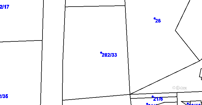 Parcela st. 282/33 v KÚ Chotovice u Nového Boru, Katastrální mapa