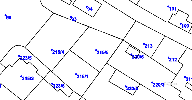 Parcela st. 215/5 v KÚ Chotovice u Nového Boru, Katastrální mapa