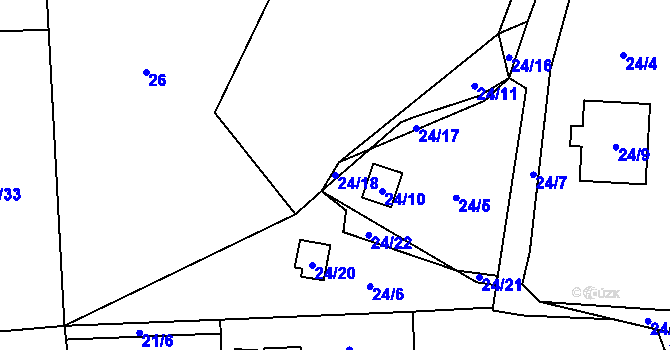 Parcela st. 24/18 v KÚ Chotovice u Nového Boru, Katastrální mapa