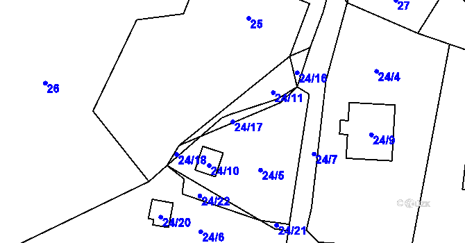 Parcela st. 24/17 v KÚ Chotovice u Nového Boru, Katastrální mapa