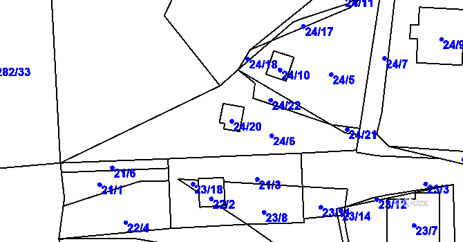 Parcela st. 24/20 v KÚ Chotovice u Nového Boru, Katastrální mapa