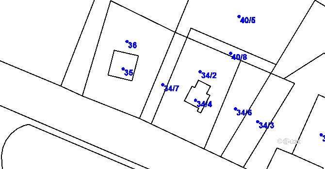 Parcela st. 34/7 v KÚ Chotovice u Nového Boru, Katastrální mapa