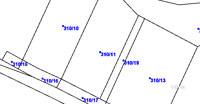 Parcela st. 310/11 v KÚ Chotovice u Nového Boru, Katastrální mapa