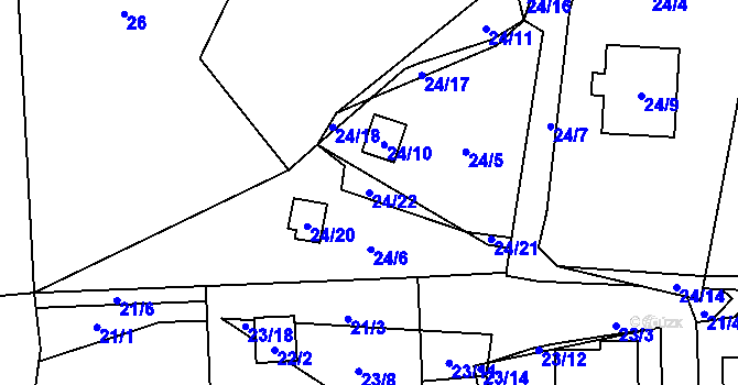 Parcela st. 24/22 v KÚ Chotovice u Nového Boru, Katastrální mapa
