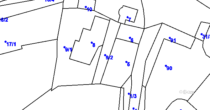 Parcela st. 9/2 v KÚ Chotovice u Nového Boru, Katastrální mapa
