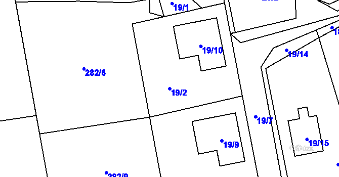 Parcela st. 19/2 v KÚ Chotovice u Nového Boru, Katastrální mapa