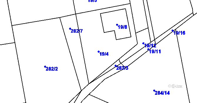 Parcela st. 19/4 v KÚ Chotovice u Nového Boru, Katastrální mapa