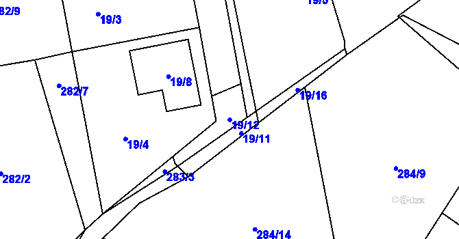 Parcela st. 19/12 v KÚ Chotovice u Nového Boru, Katastrální mapa