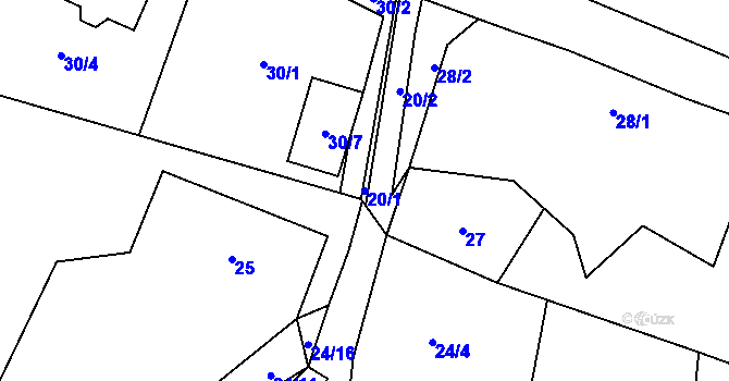 Parcela st. 20/1 v KÚ Chotovice u Nového Boru, Katastrální mapa