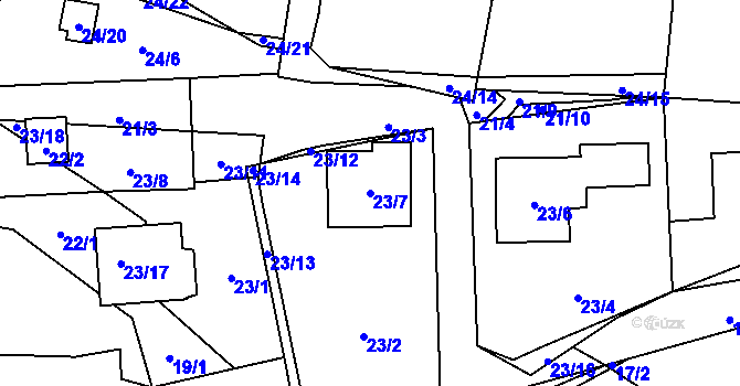 Parcela st. 23/7 v KÚ Chotovice u Nového Boru, Katastrální mapa
