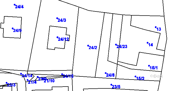 Parcela st. 24/2 v KÚ Chotovice u Nového Boru, Katastrální mapa