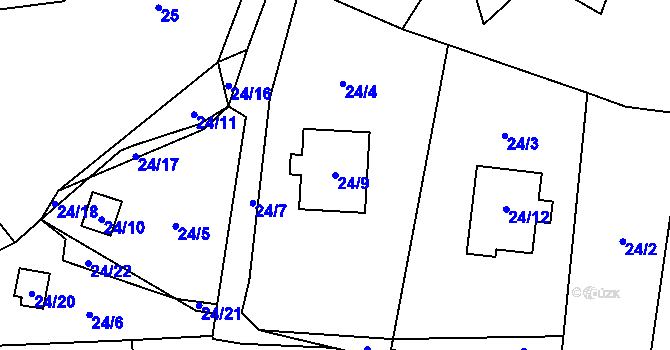 Parcela st. 24/9 v KÚ Chotovice u Nového Boru, Katastrální mapa