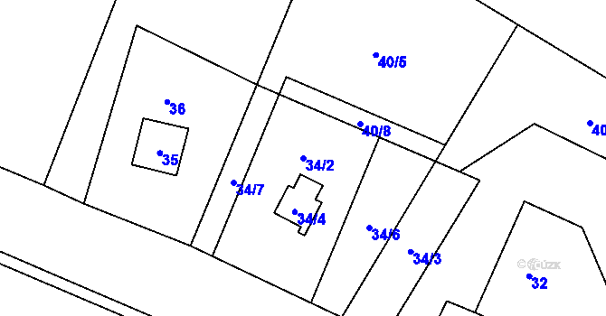 Parcela st. 34/2 v KÚ Chotovice u Nového Boru, Katastrální mapa