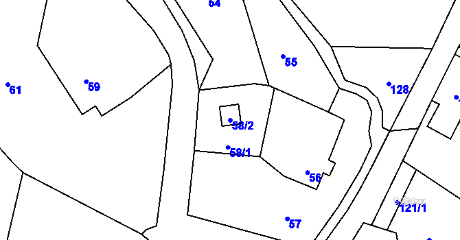 Parcela st. 58/2 v KÚ Chotovice u Nového Boru, Katastrální mapa