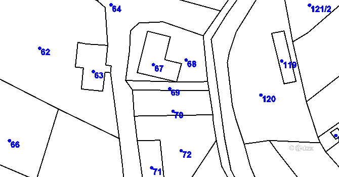 Parcela st. 69 v KÚ Chotovice u Nového Boru, Katastrální mapa