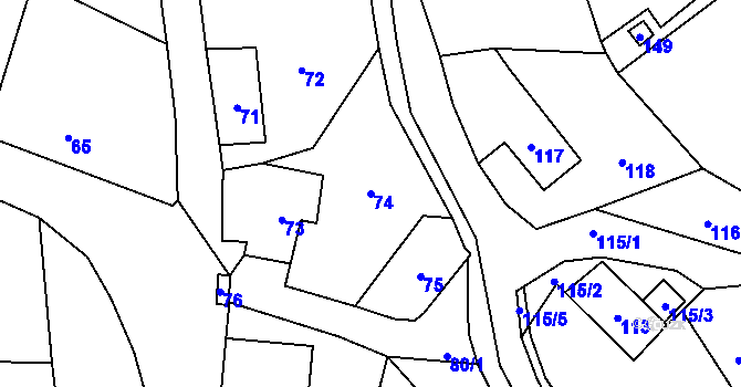 Parcela st. 74 v KÚ Chotovice u Nového Boru, Katastrální mapa