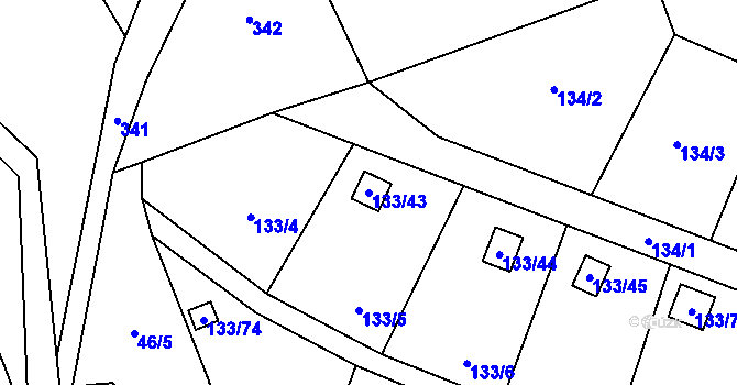 Parcela st. 133/43 v KÚ Chotovice u Nového Boru, Katastrální mapa