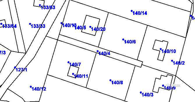 Parcela st. 140/4 v KÚ Chotovice u Nového Boru, Katastrální mapa