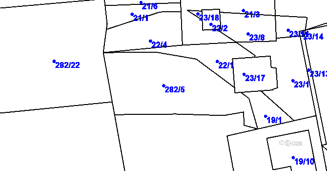 Parcela st. 282/5 v KÚ Chotovice u Nového Boru, Katastrální mapa