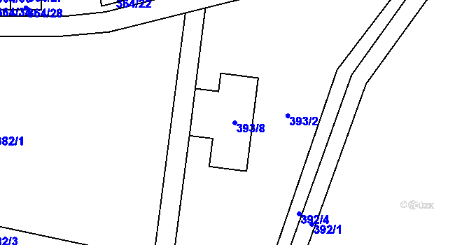 Parcela st. 393/8 v KÚ Chotovice u Nového Boru, Katastrální mapa