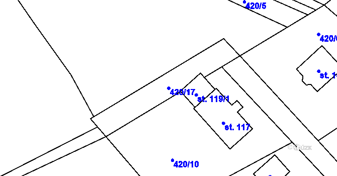 Parcela st. 420/17 v KÚ Chotovice, Katastrální mapa