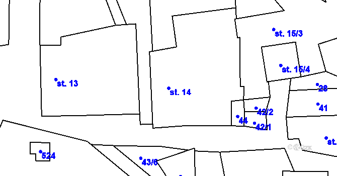 Parcela st. 14 v KÚ Chotovice, Katastrální mapa