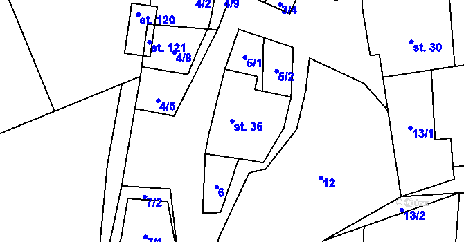 Parcela st. 36 v KÚ Chotovice, Katastrální mapa