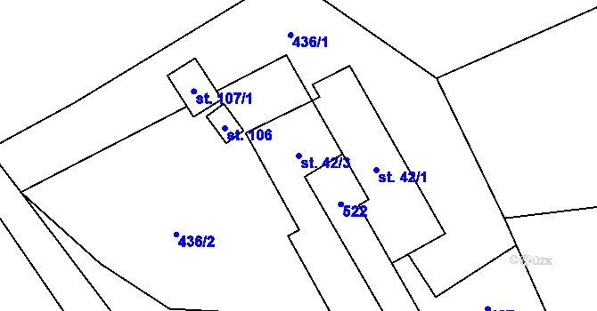 Parcela st. 42/3 v KÚ Chotovice, Katastrální mapa