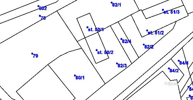 Parcela st. 50/2 v KÚ Chotovice, Katastrální mapa