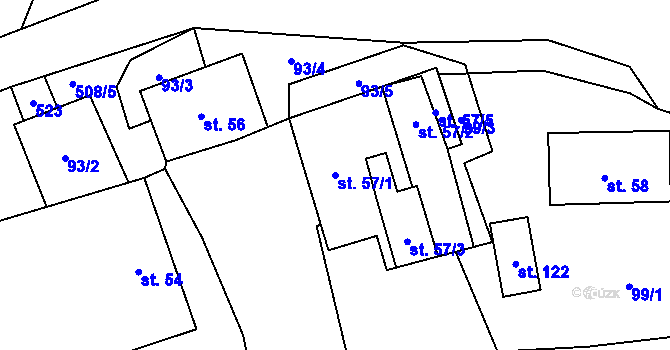 Parcela st. 57/1 v KÚ Chotovice, Katastrální mapa