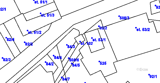 Parcela st. 102 v KÚ Chotovice, Katastrální mapa